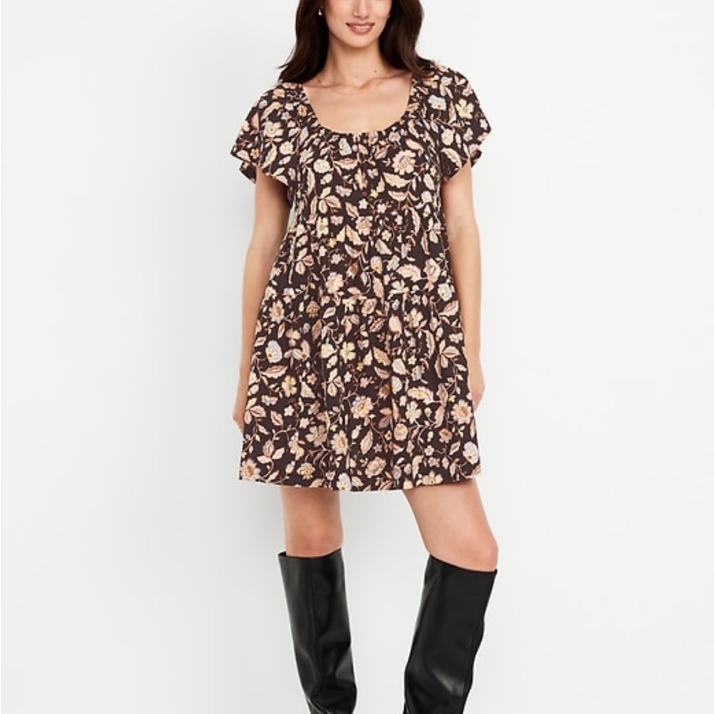 Old Navy Floral Tiered Mini Swing Dress Size Medium Petite